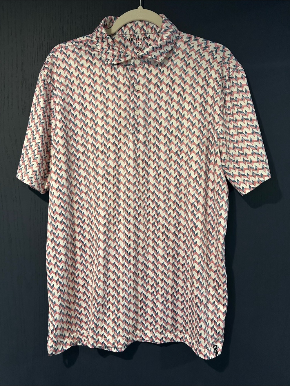 Kenneth Cole Men’s Short Sleeve Chevron Polo - Pink, Blue, White